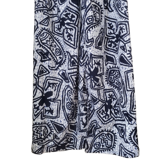 Vintage 70s HUKILAU FASHIONS Hawaiian Floral Tiki Sarong Wrap Dress Blue/Black - Picture 3 of 12